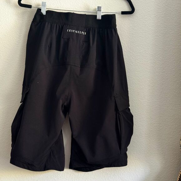 Cryptkeeper Techwear Cargo Shorts Black Coffin  Patch Utility Steezy Streetwear - Picture 3 of 4